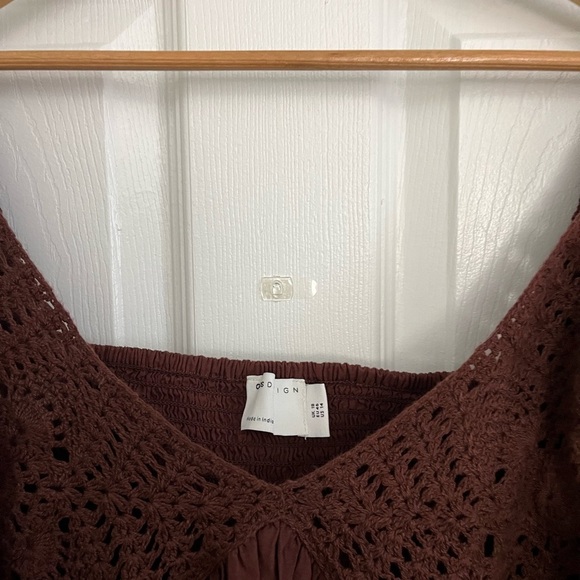ASOS Brown Crochet Cotton Blouse Top - Picture 5 of 6